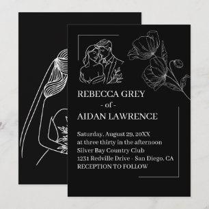 Invitación Boda con Superposición de Blanco y Negro Perfecto