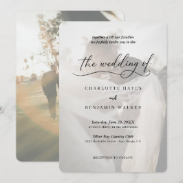 Invitación Boda con Superposición de Foto en Blanco y Negro M
