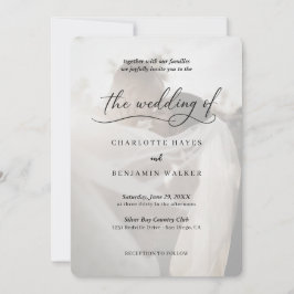 Invitación Boda con Superposición de Foto en Blanco y Negro M