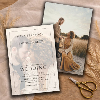 Invitación Boda con Superposición de Fotos Rústicas Modernas