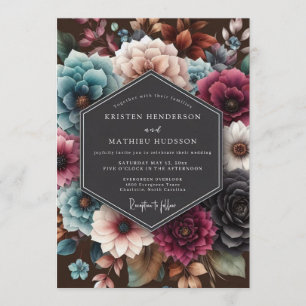 Invitación Boda con Tapiz Vibrante Teal