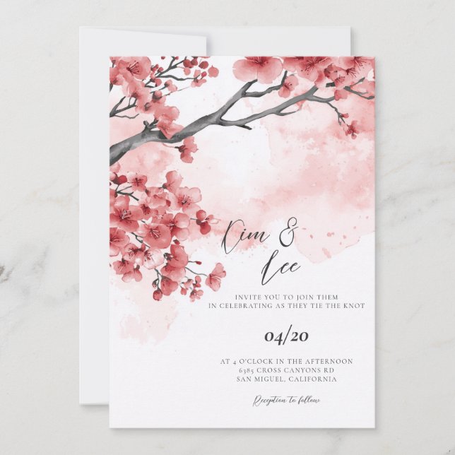 Invitación Boda con tema coreano (Anverso)