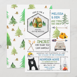 Invitación Boda con tema de camping - Insignias e iconos
