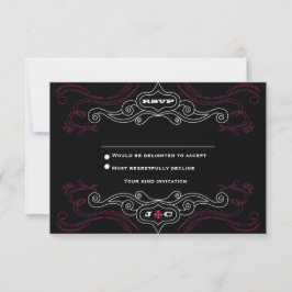 Invitación Boda con tema de música rock 'n' roll rosa y negra