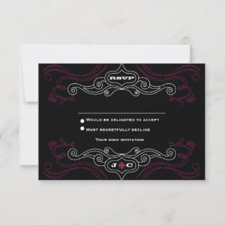 Invitación Boda con tema de música rock 'n' roll rosa y negra