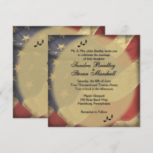Invitación Boda con tema de música sobre bandera estadouniden