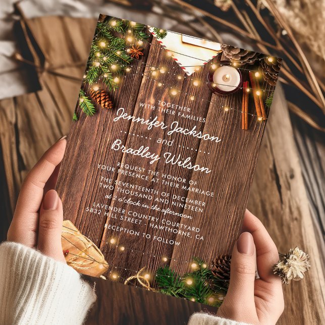Invitación Boda con tema de Navidad en estilo rústico campest (Subido por el creador)