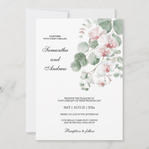 Invitación Boda con tema de orquídea boho rosa