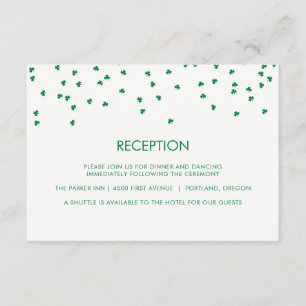 Invitación Boda con tema irlandés confeti de trébol   Recepci