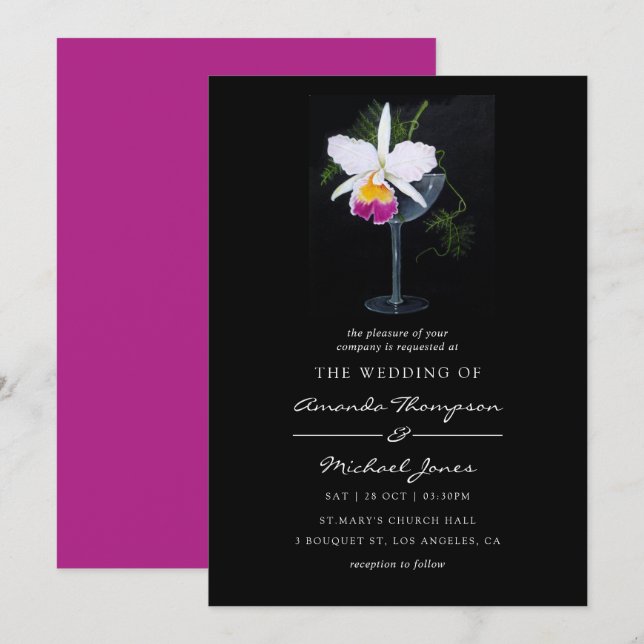 Invitación Boda Con Tema Orquídea (Anverso / Reverso)
