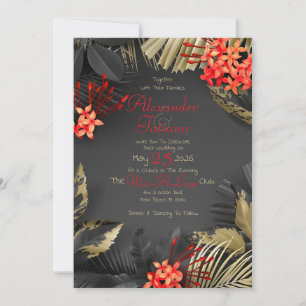 Invitación Boda con tema tropical oscuro
