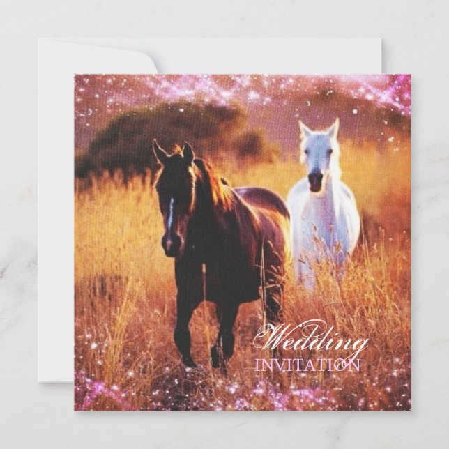 Invitación boda con temática de caballos de la puesta de sol  (Anverso)