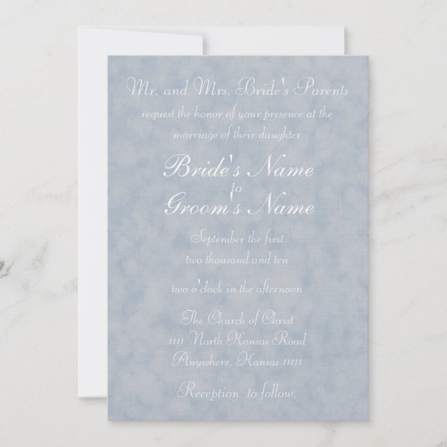 Invitación Boda con Textura Azul y Verso (Anverso)