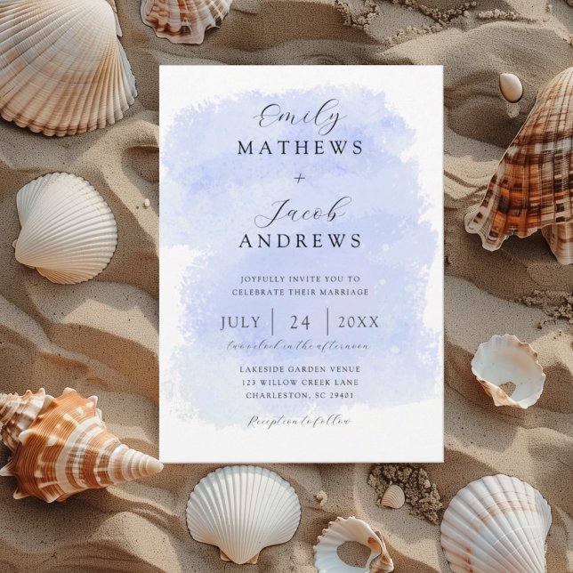 Invitación Boda con textura de acuarela azul moderna (Subido por el creador)
