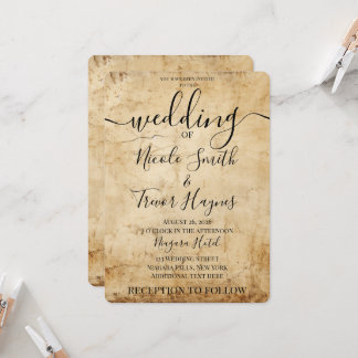 Invitación Boda con textura de papel vintage sepia personaliz