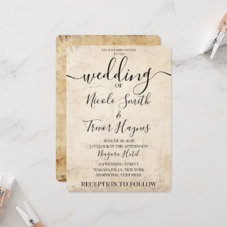 Invitación Boda con textura de papel vintage sepia personaliz