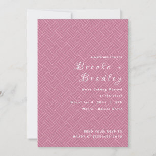 Invitación Boda con textura tejida rosa