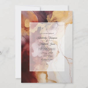 Invitación Boda con Tinta Burgundy, Dorada y Marfil