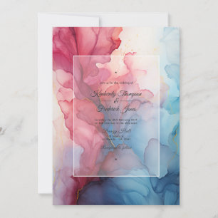 Invitación Boda con Tinta Burgundy y Azul Polvo