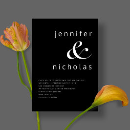 Invitación Boda con tipografía elegante en blanco y negro