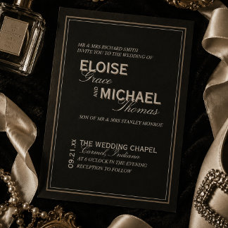 Invitación Boda con tipografía formal minimalista de corbata 
