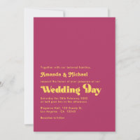 Boda con tipografía retro de color granate y mosta
