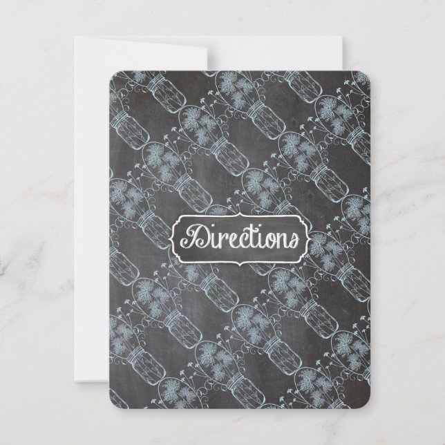 Invitación Boda con tiza en frasco de Mason Serenidad Azul Rú (Anverso)