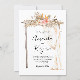 Invitación Boda con toldo de flores boho elegantes