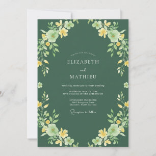 Invitación Boda con toldo floral verde salvia