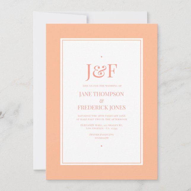 Invitación Boda con tono Peach Fuzz (Anverso)