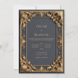 Invitación Boda con trabajo en oro de medianoche
