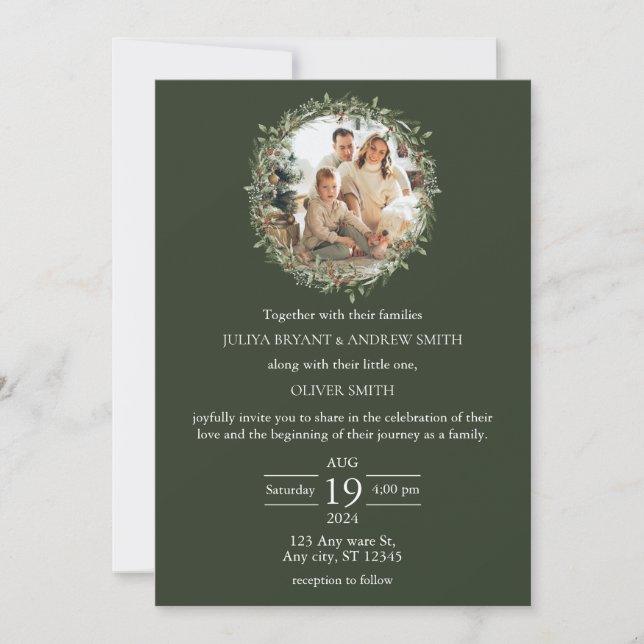 Invitación Boda con un niño boda de diciembre (Anverso)