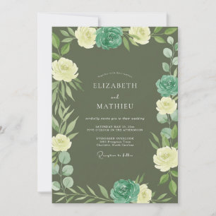 Invitación Boda con vegetación de crema de musgo