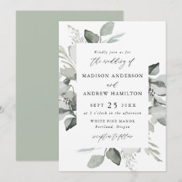 Invitación Boda con vegetación de eucalipto