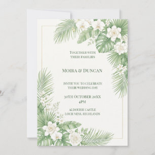 Invitación Boda con vegetación de palmeras tropicales