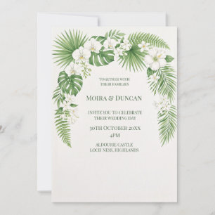 Invitación Boda con vegetación de palmeras tropicales