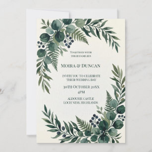 Invitación Boda con vegetación de palmeras tropicales