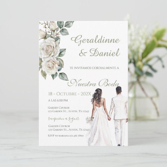 Invitación Boda con Vegetación Española (Anverso de pie)