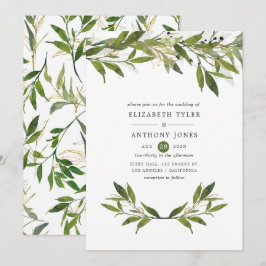 Invitación Boda con vegetación frondosa acuarela