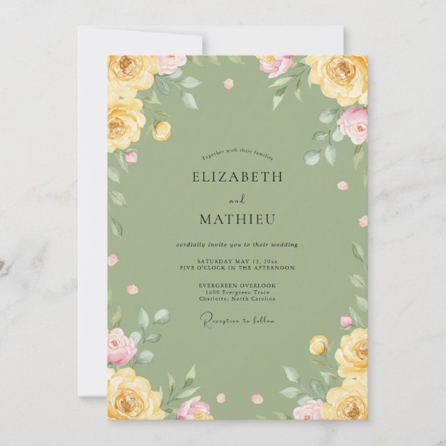 Invitación Boda con Verde Musgo Mantecoso (Anverso)