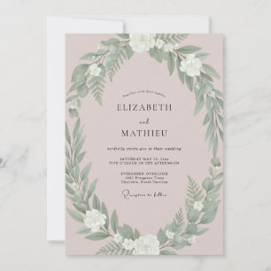 Invitación Boda con Verde Muted Blush