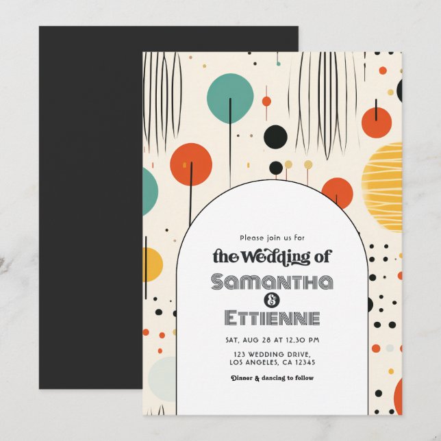 Invitación Boda con Vibraciones Retro Groovy (Anverso / Reverso)