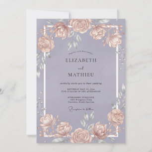 Invitación Boda con Vid de Durazno Violeta Atenuado