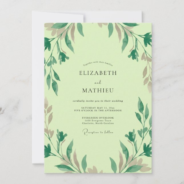 Invitación Boda con Vid de Olivo Lima (Anverso)