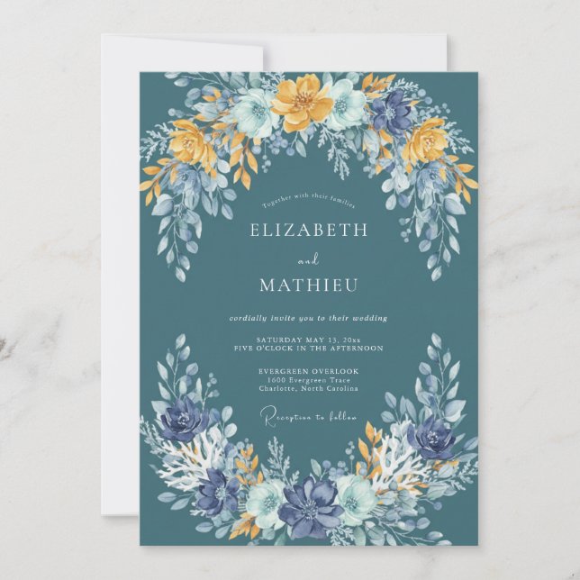 Invitación Boda con Vid de Pizarra y Mostaza (Anverso)