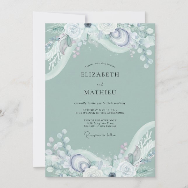 Invitación Boda con Vid Ethereal Seafoam (Anverso)