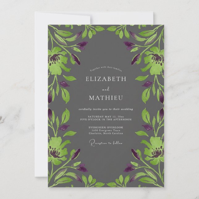 Invitación Boda con Vid Lime Carbón (Anverso)