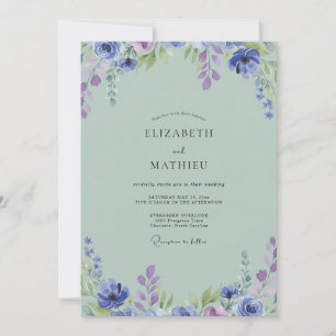 Invitación Boda con Vides de Violeta y Espuma de Mar