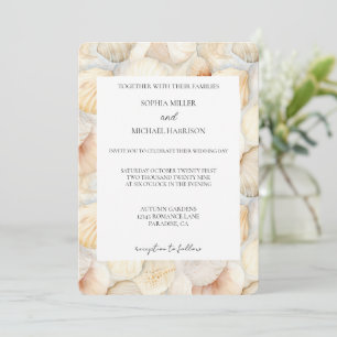 Invitación Boda Conchas de Mar Crema Marfil Playa