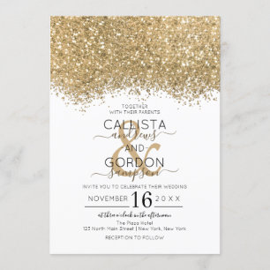 Invitación Boda Confetti Purpurina blanco de lujo de lujo mod